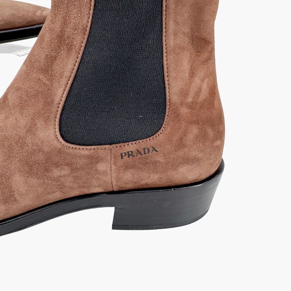 Prada Brown Suede Chelsea Ankle Boots - Picture 9 of 14